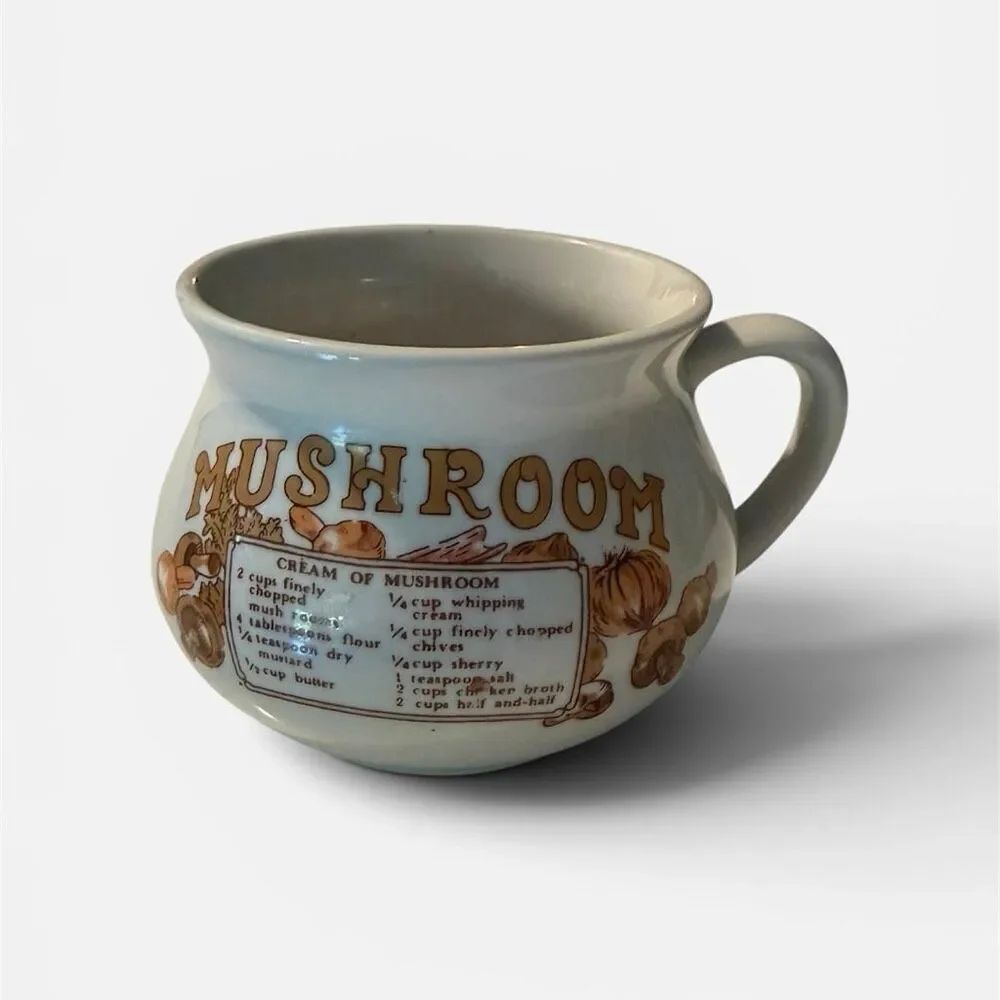 Vtg 1970s Mushroom Soup Stoneware Soup Mug MCM 12 oz Farm Core Boho